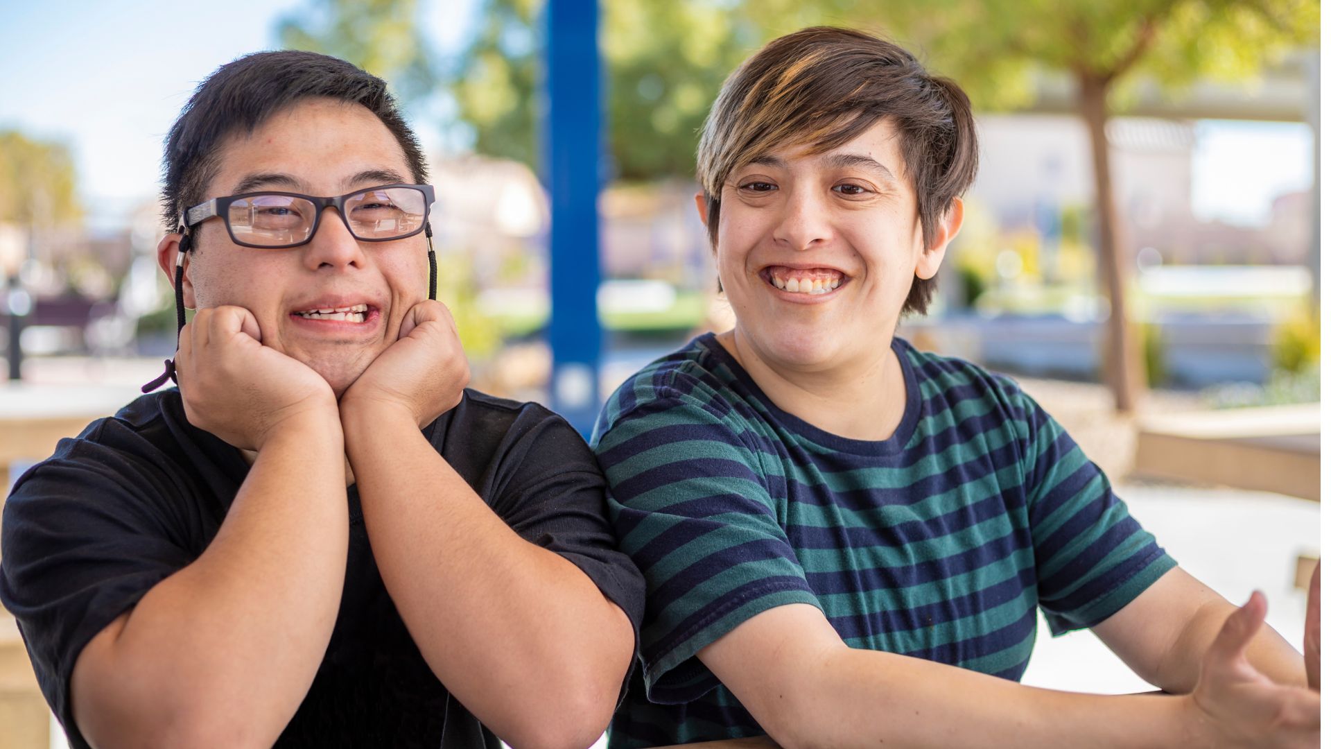 Group of friends with intellectual disabilities A group of disabled people